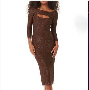 Misa Los Angeles Glitter Shimmer Midi Dress with Matching Bolero